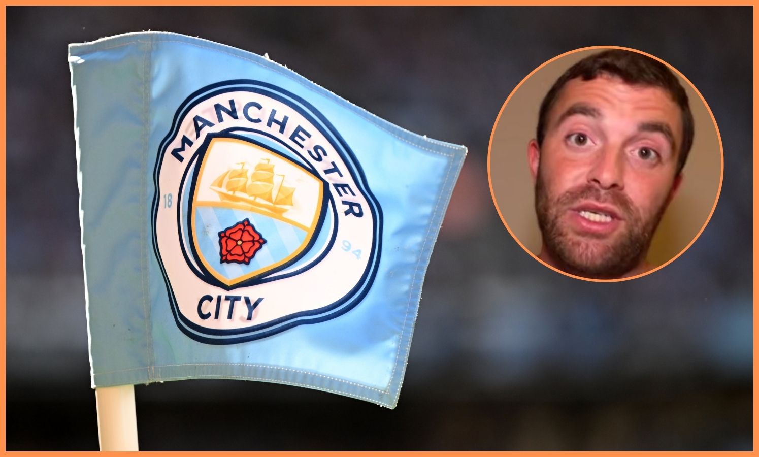 Manchester City flag and Fabrizio Romano