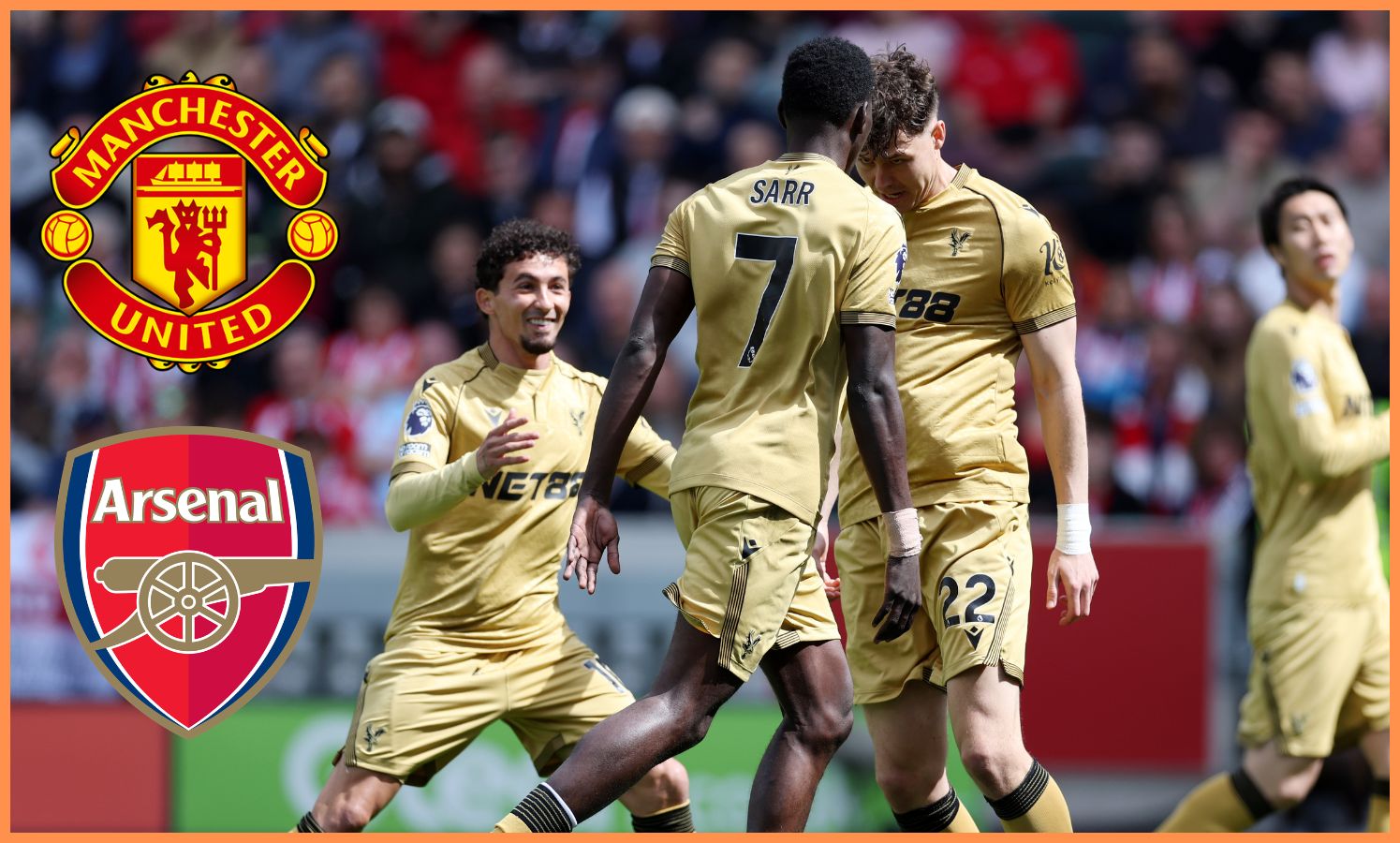 Ismaila Sarr celebrates with his Crystal Palace teammates