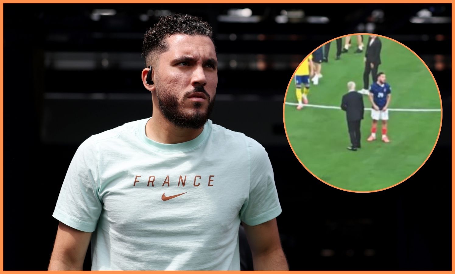 Rayan Cherki looks on ahead of France vs Sweden