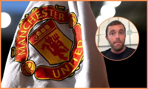 Manchester United logo and Fabrizio Romano