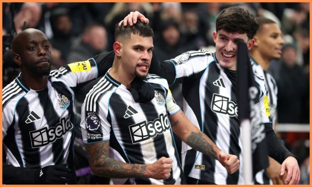 Bruno Guimaraes celebrates a goal for Newcastle United