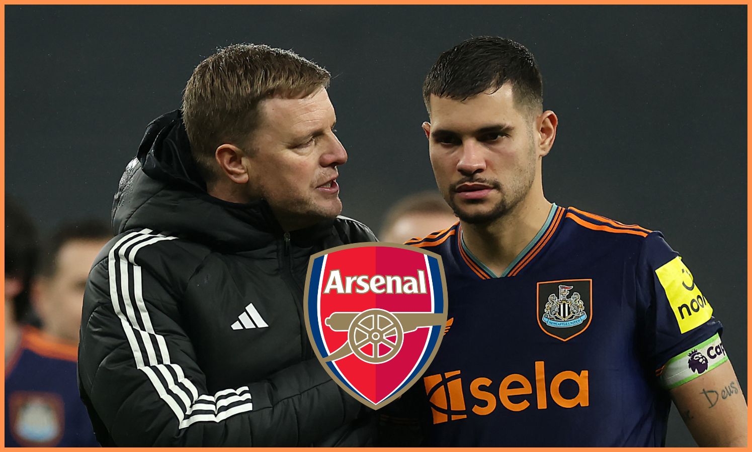 Eddie Howe with Bruno Guimaraes