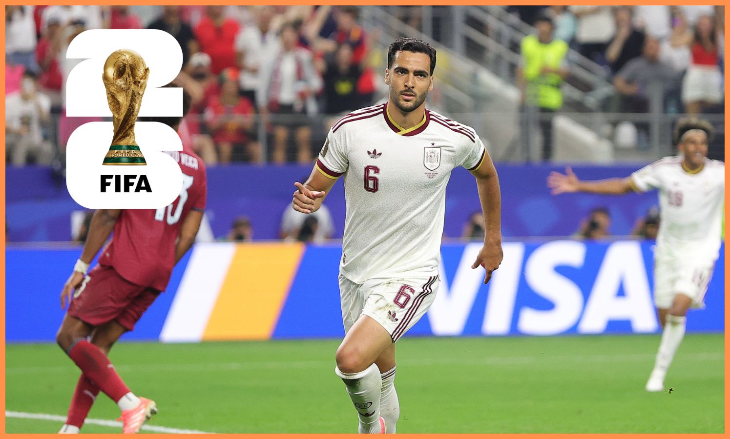 Mikel Merino celebrates scoring for Spain against Portugal