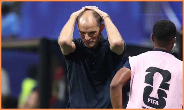 Thomas Tuchel reacts during England's defeat to Argentina