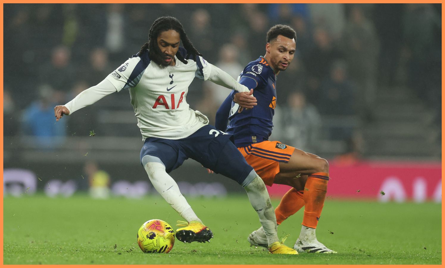 Djed Spence in action for Tottenham against Newcastle