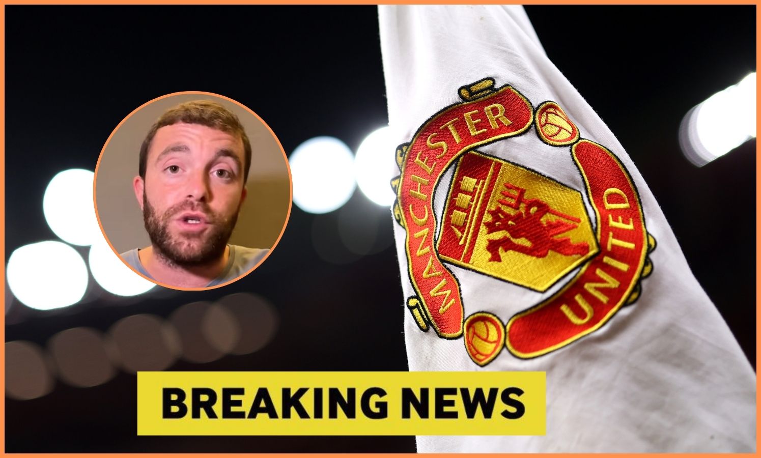Manchester United logo and Fabrizio Romano