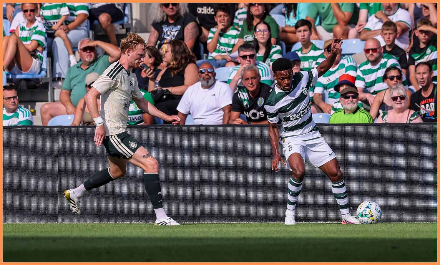 Geny Catamo in action for Sporting Lisbon against Celtic