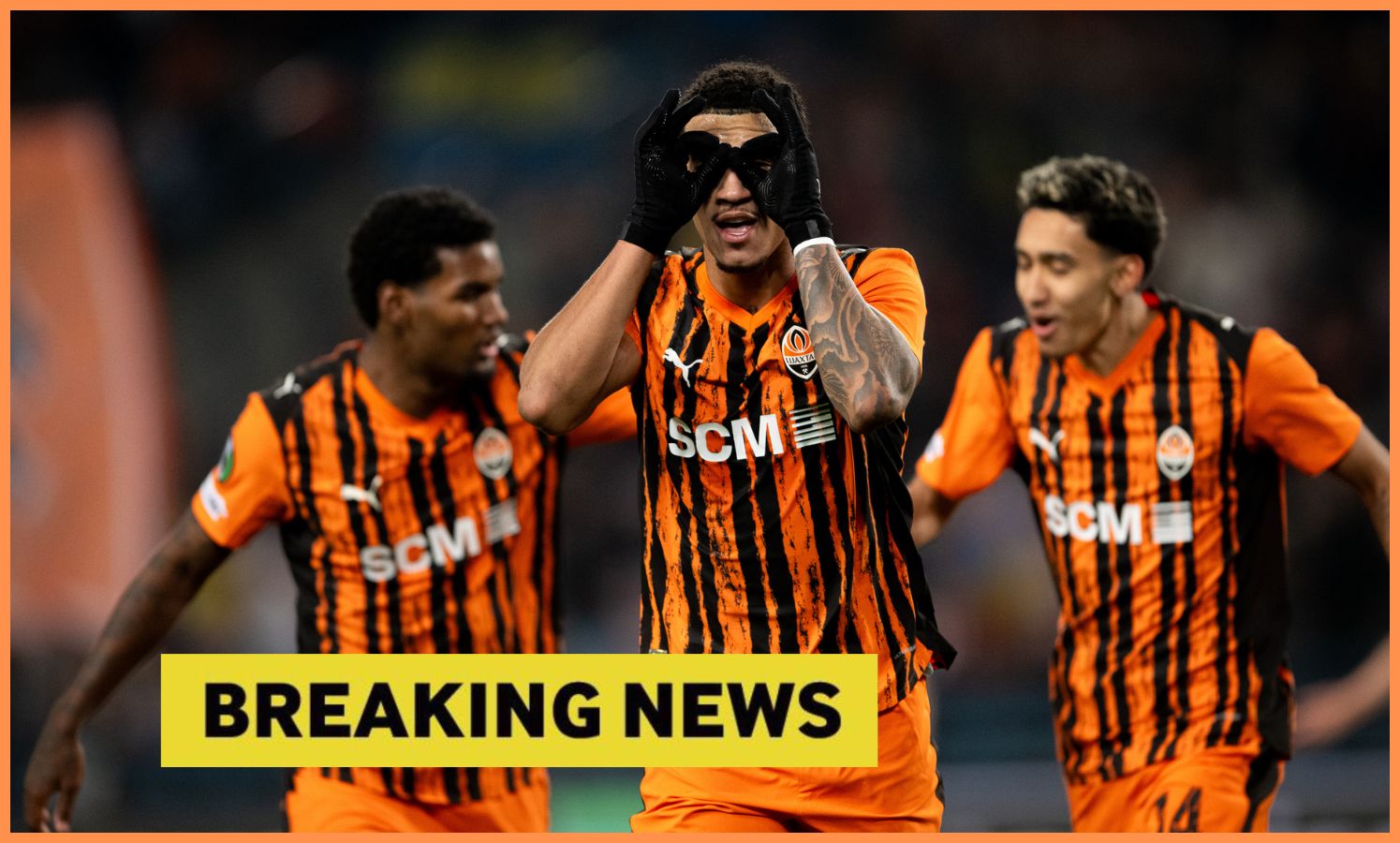 Kaua Elias celebrates a goal for Shakhtar Donetsk