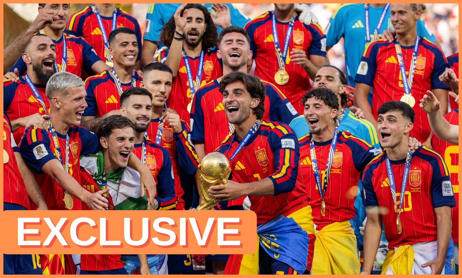 Ferran Torres celebrates Spain's World Cup final victory