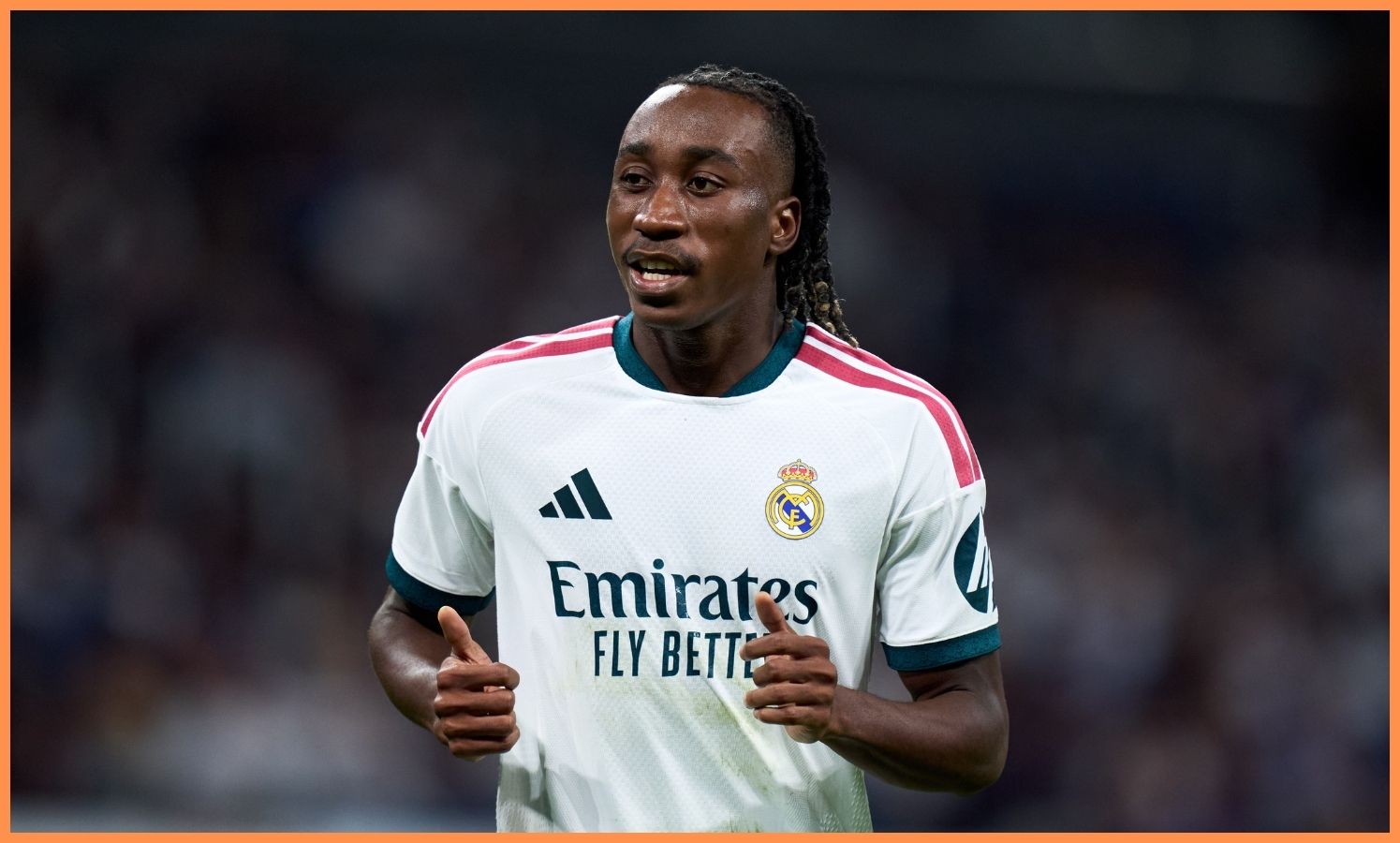 Yan Diomande playing for Real Madrid.