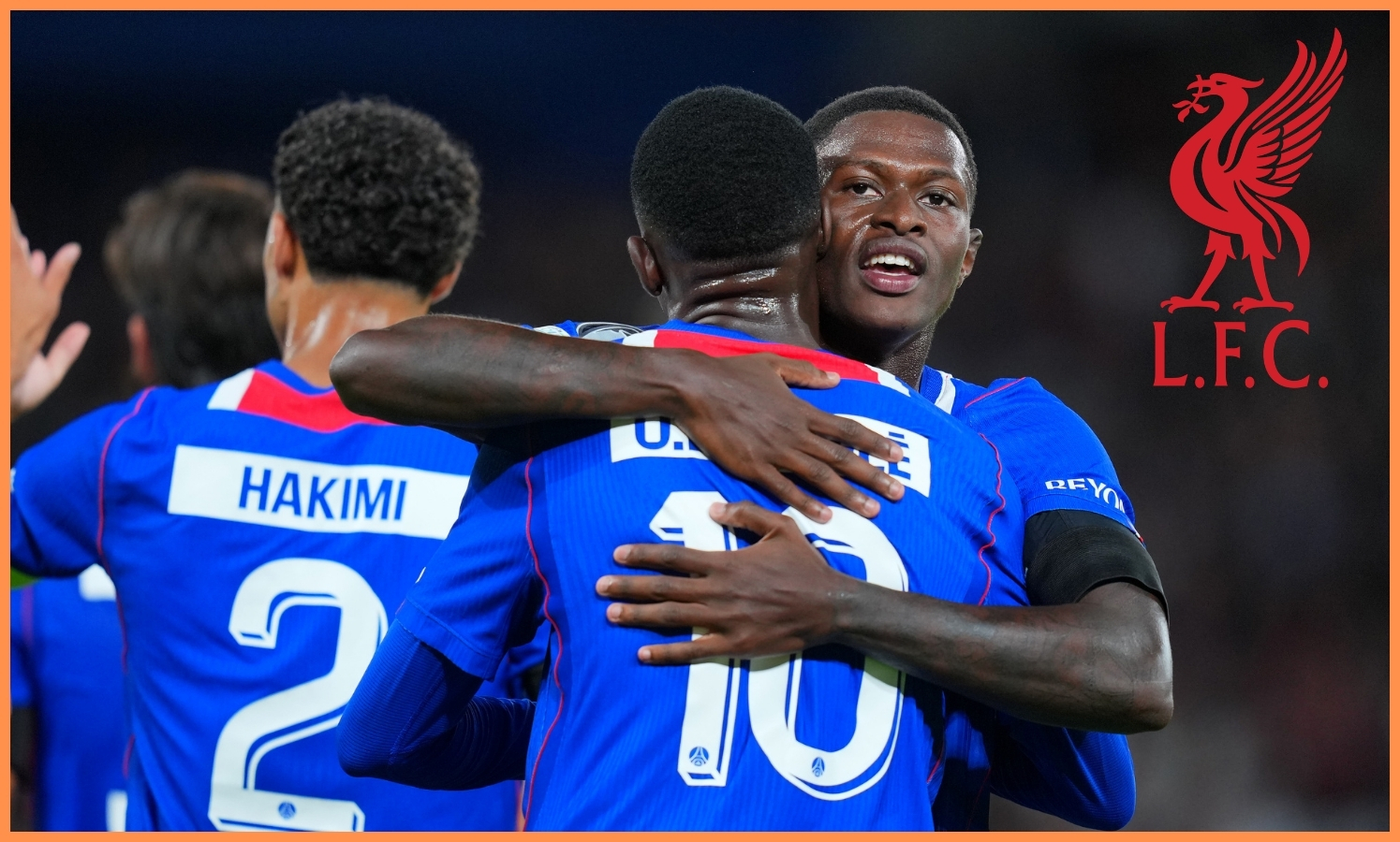 Nuno Mendes celebrates with his PSG teammates