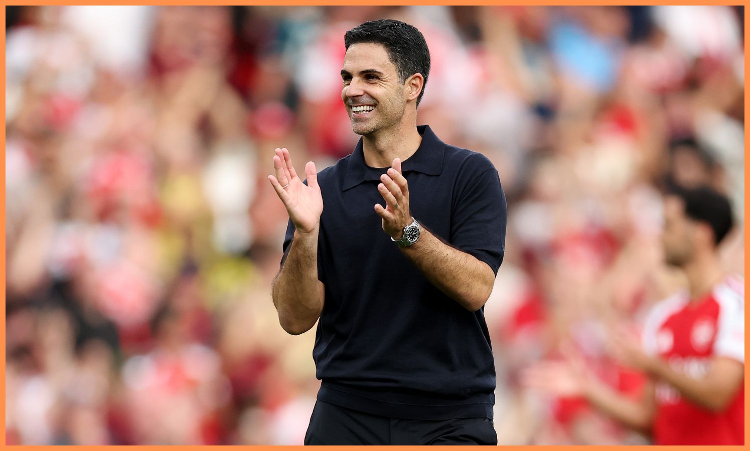 Arsenal manager Mikel Arteta celebrates after the win vs Chelsea