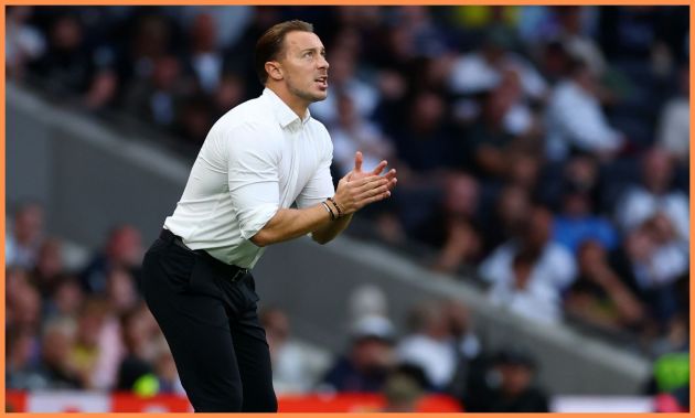 Matthias Jaissle reacts during Newcastle's game away to Tottenham