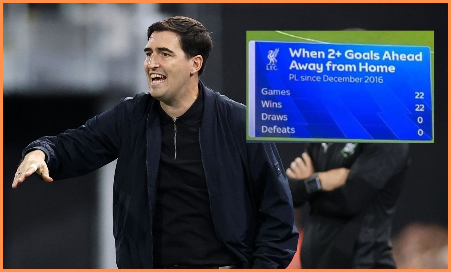 Andoni Iraola during Liverpool's win vs Ipswich
