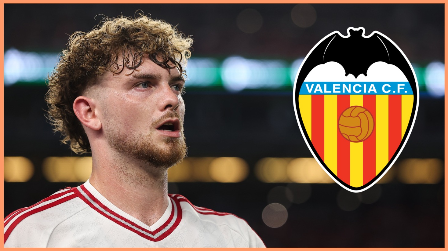 Harvey Elliott pictured beside the Valencia crest