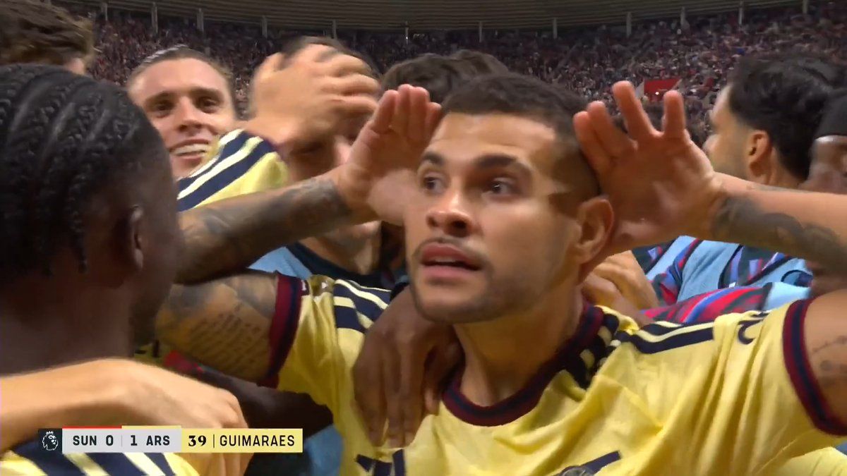 Bruno guimaraes celebrating goal vs Sunderland