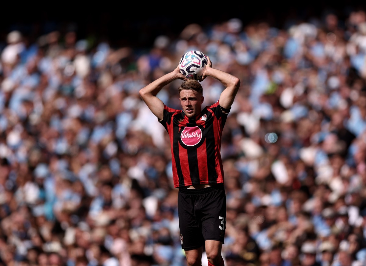 Adrien Truffert taking a throw-in for Bournemouth
