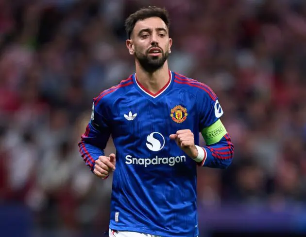 Bruno Fernandes in action for Man Utd vs Atletico Madrid