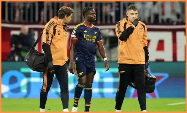 Bukayo Saka limps off against Bayern.