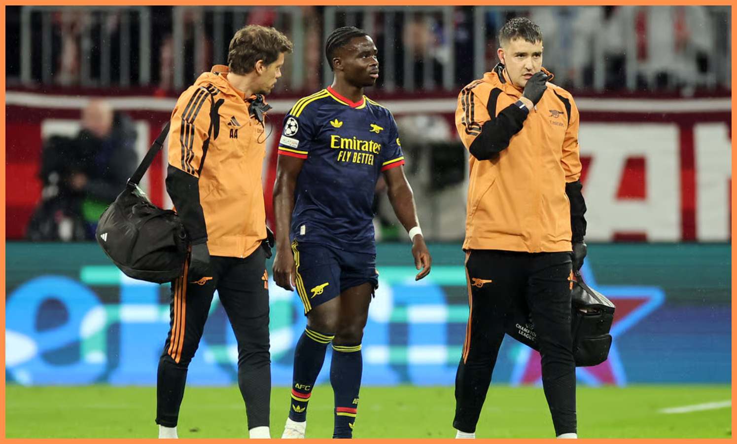 Bukayo Saka limps off against Bayern.