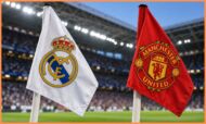Real Madrid Man United flags