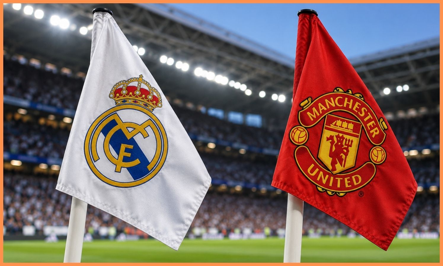 Real Madrid Man United flags