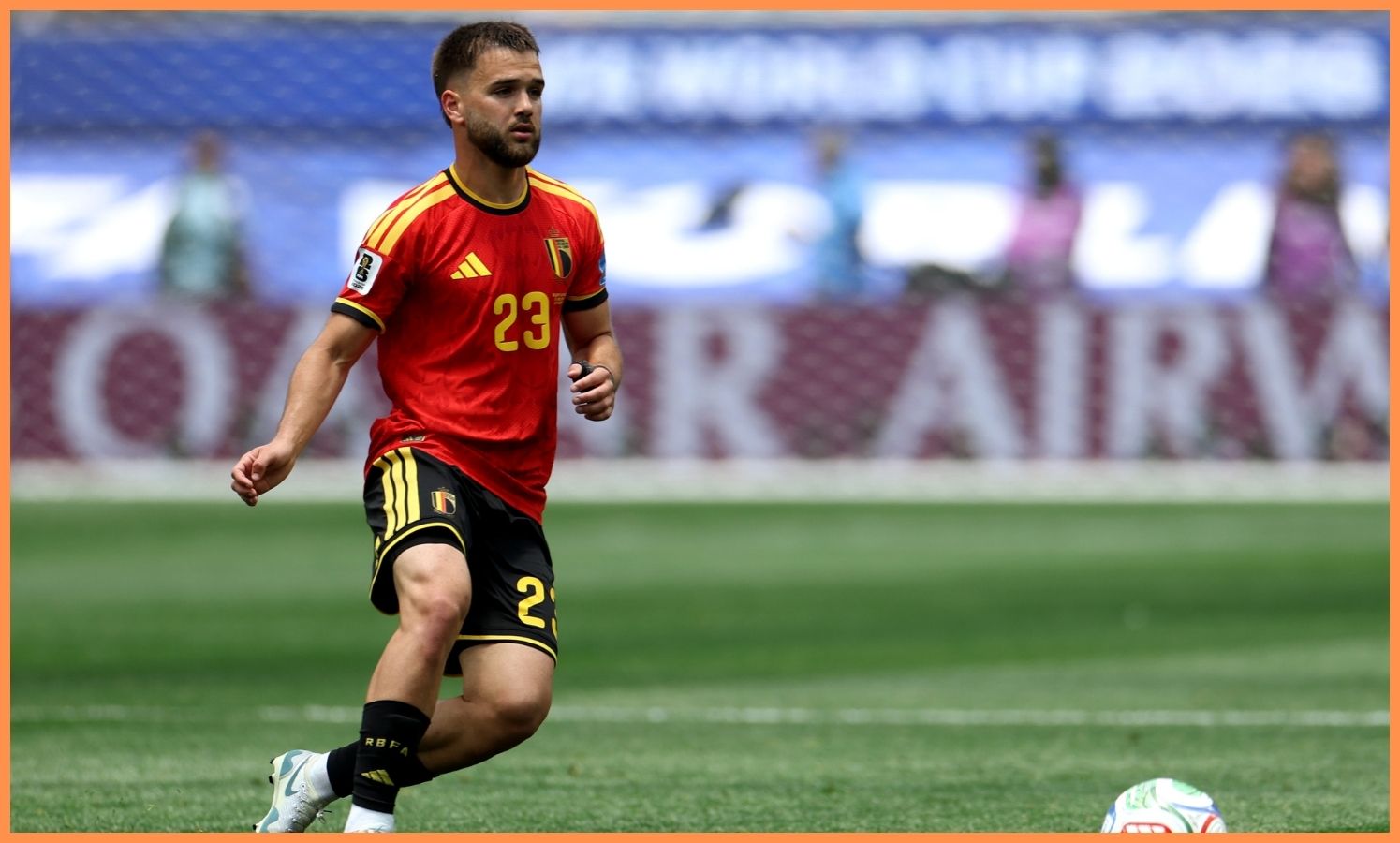 Nicolas Raskin playing for Belgium.