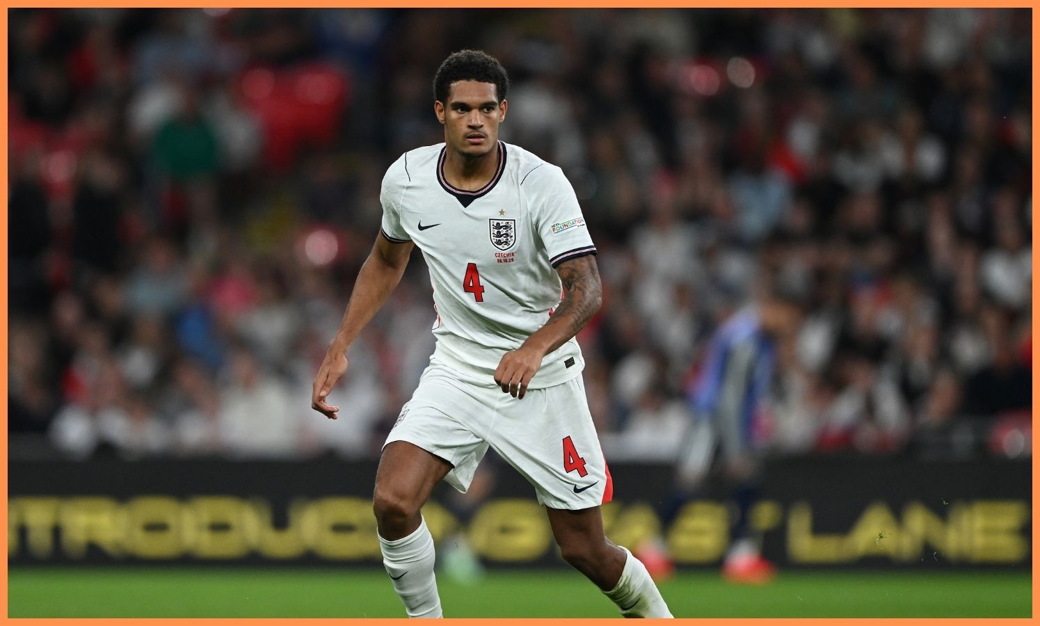 Jarell Quansah playing for England.