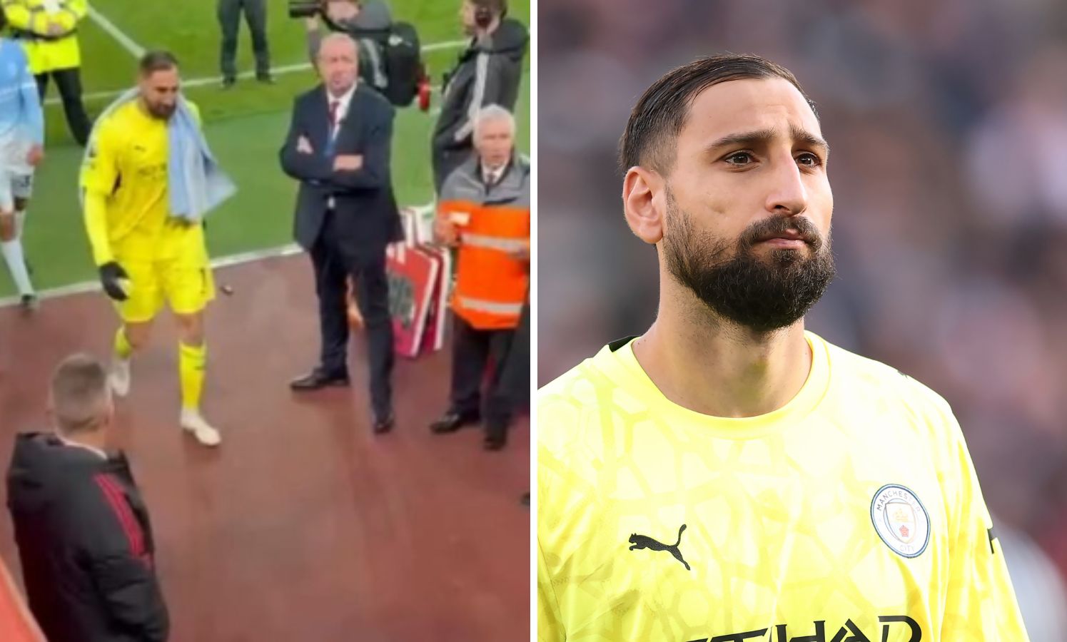 Split image from the incident and gianluigi donnarumma
