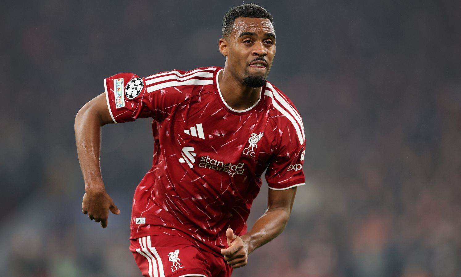 LIVERPOOL, ENGLAND - OCTOBER 20: Ryan Gravenberch of Liverpool FC runs during the UEFA Champions League 2026/27 League Phase MD3 match between Liverpool FC and Villarreal CF at Anfield on October 20, 2026 in Liverpool, England.