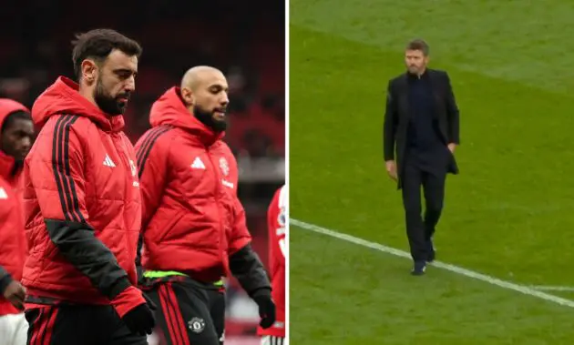 Split image of Michael Carrick and the Man united players after the defeat vs bournemouth
