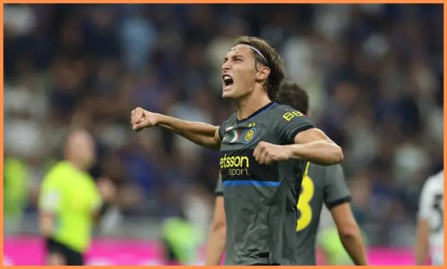 Pio Esposito celebrates for Inter.