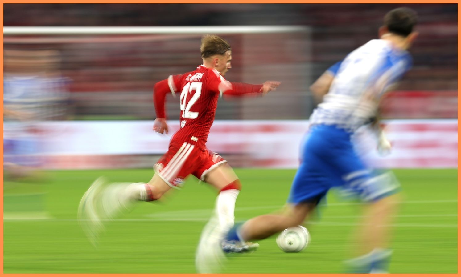 Lennart Karl in action for Bayern against FC Magdeburg