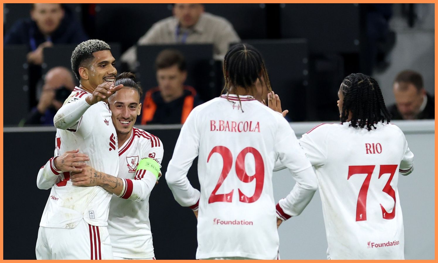 Liverpool players celebrate vs LASK