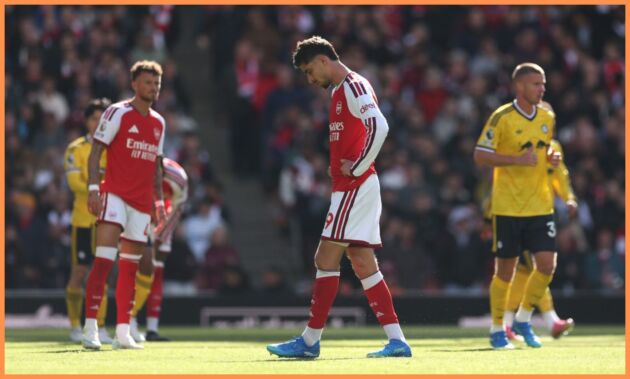 Kai Havertz reacts during Arsenal vs Leeds