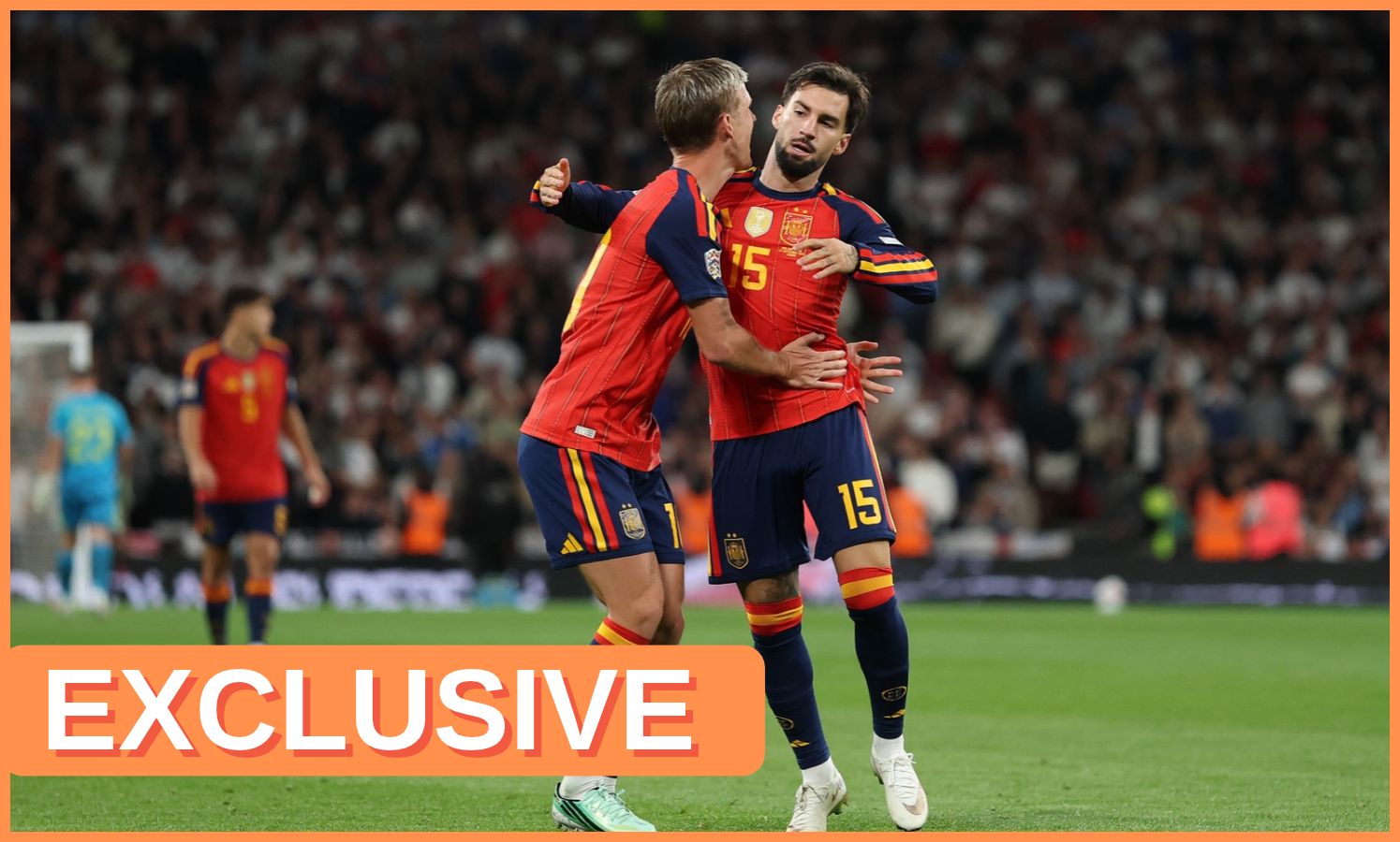 Dani Olmo celebrates with Spain