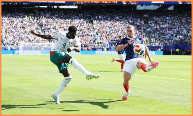 Lamine Camara in action for Senegal at the World Cup