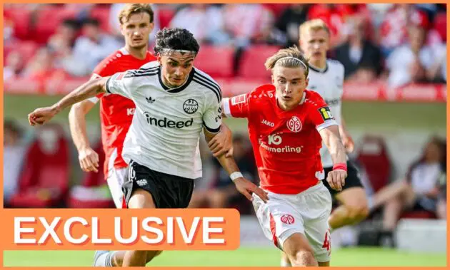 Can Uzun in action for Eintracht Frankfurt