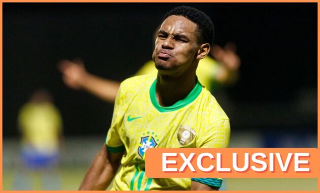 Eduardo Conceicao celebrates a goal for Brazil