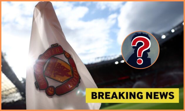Manchester United corner flag and breaking news banner
