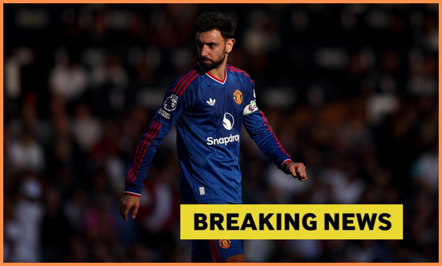 Bruno Fernandes and breaking news banner