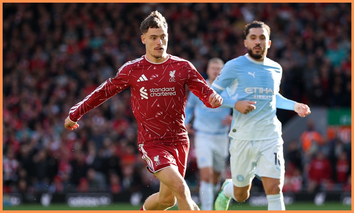 Florian Wirtz in action for Liverpool against Manchester City