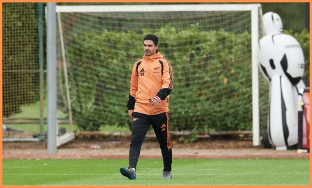 Mikel Arteta at Arsenal's training ground