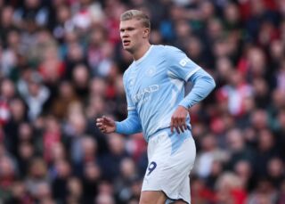 Erling Haaland in action for Manchester City