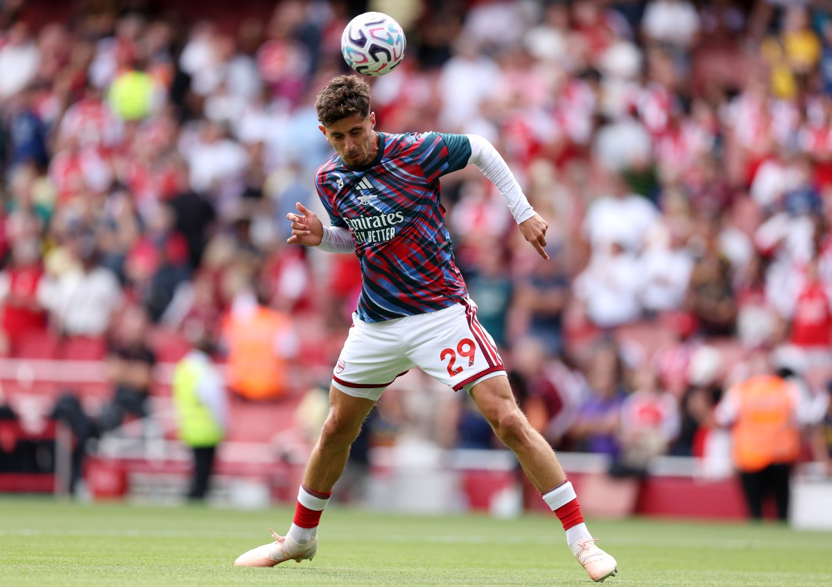 Kai-Havertz-warming-up-for-Arsenal Arsenal given encouraging injury update after star’s issue during international duty