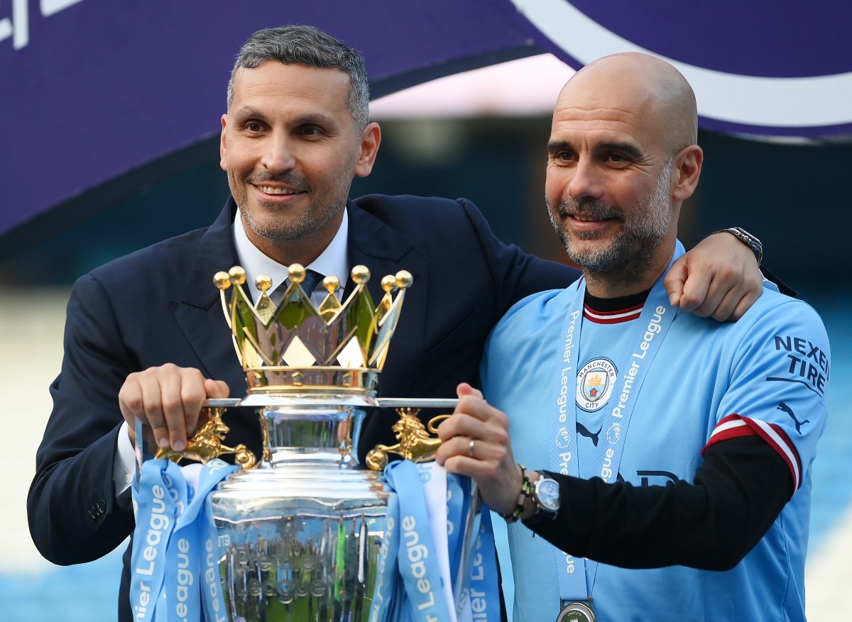 Man City with the Premier League trophy
