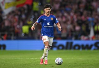 Man United defender Lisandro Martinez in action vs Atletico Madrid