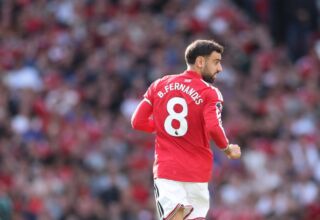 Man Utd midfielder Bruno Fernandes in action