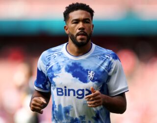 Reece James warming up for Chelsea