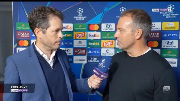 Hansi Flick interviewed after PSG defeat.